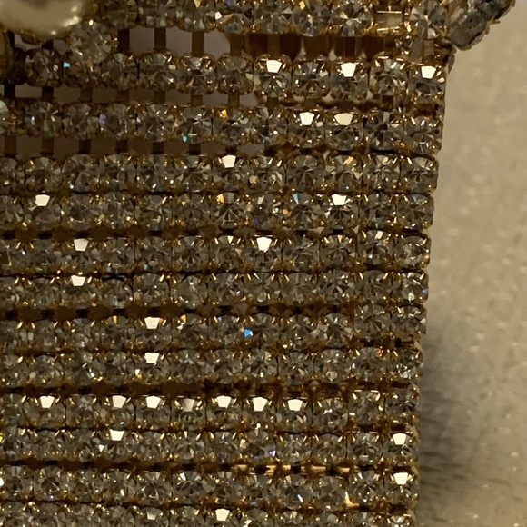 BTB Los Angeles Rhea Crystal Clutch Gold Rhinestone Italian Designer AS IS USED